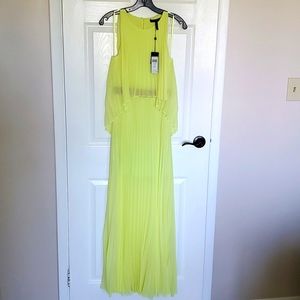 NEW BCBG Maxazria Bright Yellow Pleaded Long Dress(NEVER USED)